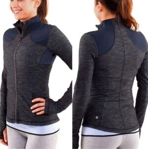 LULULEMON Size 4 Forme Slub Denim Inkwell Blue Full Zip Luon Athletic Jacket